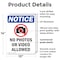 Signmission No Photos Or Video Allowed, 10 in W x Rectangle, Plastic OS-2PACK-NS-P-1014-V-14753 - alternate 4